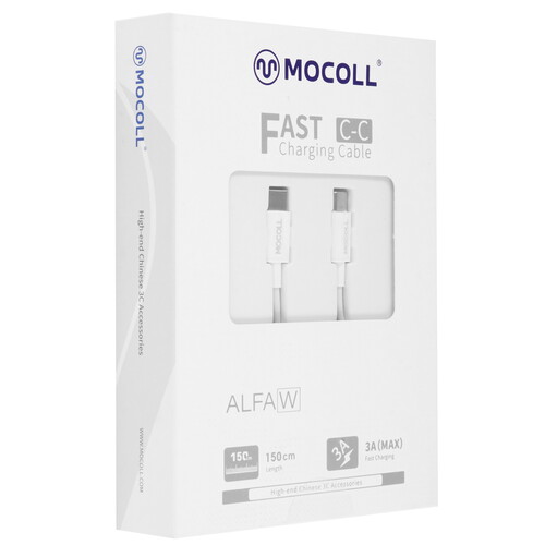Купить Кабель круглый MOCOLL USB Type-C - USB Type-C белый 1.5 м  5470432. Характеристики, отзывы и цены в Донецке