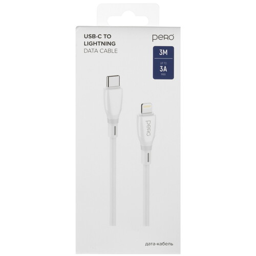 Купить Кабель круглый PERO Lightning 8-pin - USB Type-C белый 3 м  5474209. Характеристики, отзывы и цены в Донецке