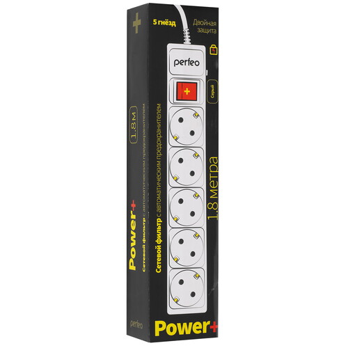 Купить Сетевой фильтр Perfeo POWER+ PF-PP-5/1.8-G серый  9172308. Характеристики, отзывы и цены в Донецке