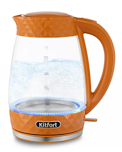 Купить Электрочайник Kitfort КТ-6123-4 оранжевый  5339018. Характеристики, отзывы и цены в Донецке