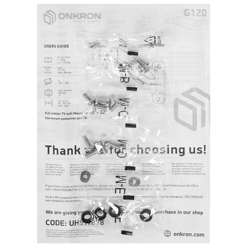 Купить Кронштейн для ТВ ONKRON G120 черный  1698382. Характеристики, отзывы и цены в Донецке