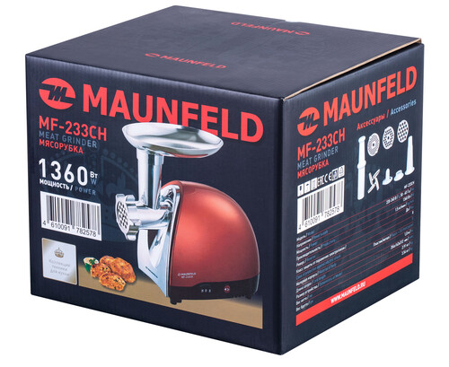 Купить Мясорубка электрическая MAUNFELD MF-233CH красный  5351672. Характеристики, отзывы и цены в Донецке
