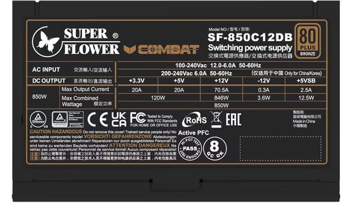 Купить Блок питания Super Flower Combat DB SF-850C12DB  черный  5624493. Характеристики, отзывы и цены в Донецке