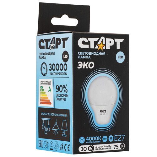 Купить Лампа светодиодная Старт LEDGLSE27 10W 40 WS  9180425. Характеристики, отзывы и цены в Донецке