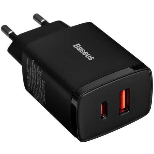 Купить Сетевое зарядное устройство Baseus Compact U+C черный  5072993. Характеристики, отзывы и цены в Донецке