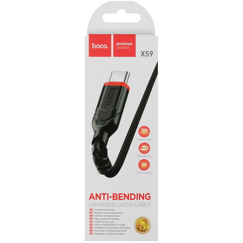 Купить Кабель круглый Hoco USB Type-C - USB 2.0 Type-A черный 1 м  5475033. Характеристики, отзывы и цены в Донецке
