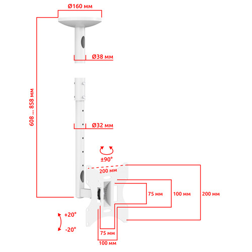 Купить Кронштейн для ТВ UNITEKI SNM2101NW белый  9298823. Характеристики, отзывы и цены в Донецке