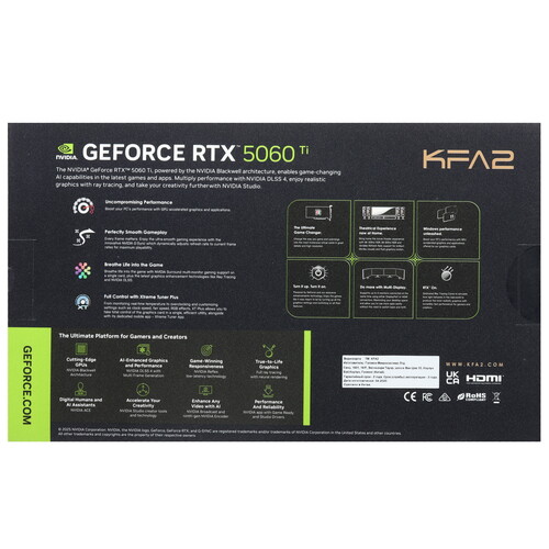 Купить Видеокарта KFA2 GeForce RTX 5060 Ti CORE OC 2FAN LED Black [56ISN8MDCPCK]  5623317. Характеристики, отзывы и цены в Донецке