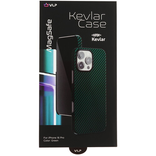 Купить Накладка  VLP Kevlar Case для Apple iPhone 16 Pro зеленый/черный  5487103. Характеристики, отзывы и цены в Донецке