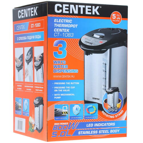 Купить Термопот Centek CT-1083 серебристый  1078152. Характеристики, отзывы и цены в Донецке