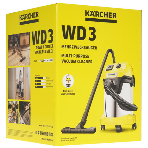 Купить Хозяйственный пылесос  Karcher WD 3 PS V-17/4/20  5370594. Характеристики, отзывы и цены в Донецке