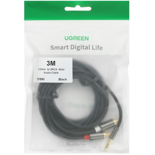 Купить Кабель   Ugreen 3.5 mm jack - RCA x2 черный  5026969. Характеристики, отзывы и цены в Донецке