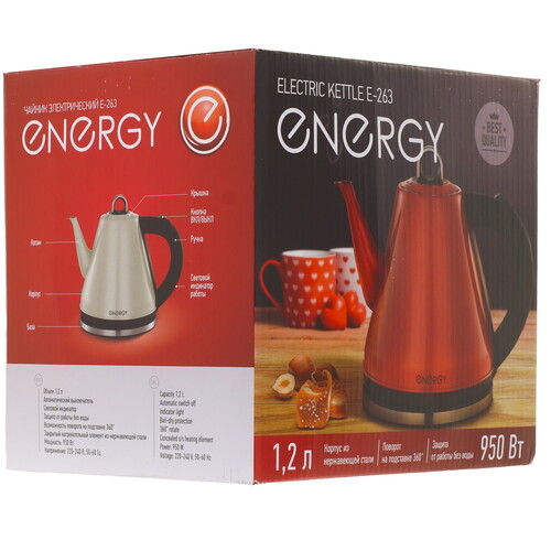 Купить Электрочайник ENERGY E-263 черный  5360664. Характеристики, отзывы и цены в Донецке
