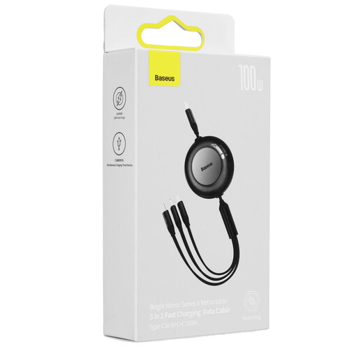 Купить Кабель автосмотка Baseus Lightning 8-pin, micro USB, USB Type-C - USB Type-C черный 1.1 м  9163662. Характеристики, отзывы и цены в Донецке