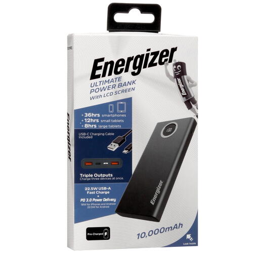 Купить Портативный аккумулятор Energizer UE10019PQ черный  5427094. Характеристики, отзывы и цены в Донецке