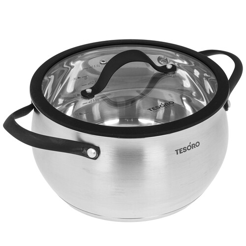 Купить Кастрюля Tesoro Rimini КС746 4.6 л 22 см серебристый  9165242. Характеристики, отзывы и цены в Донецке