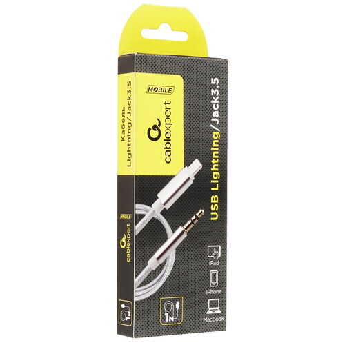 Купить Кабель   Cablexpert Lightning - jack 3.5 мм белый  9092874. Характеристики, отзывы и цены в Донецке