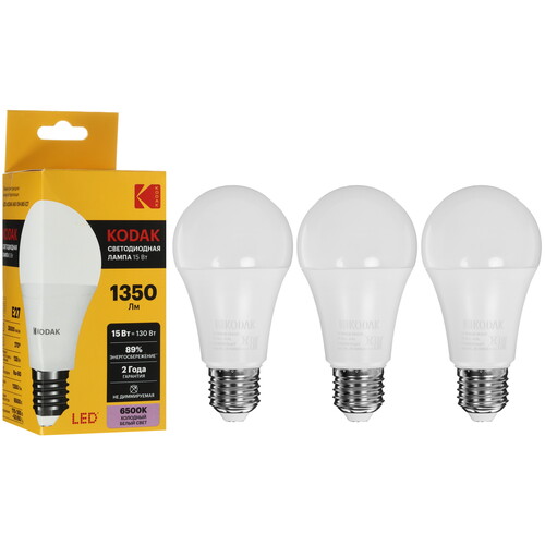 Купить Комплект светодиодных ламп Kodak A60-15W-865-E27  9305902. Характеристики, отзывы и цены в Донецке