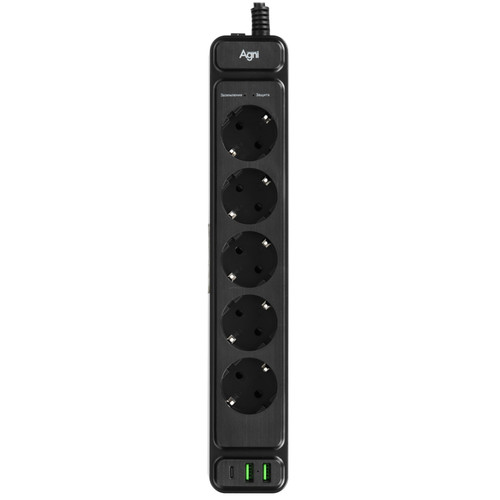 Купить Сетевой фильтр AGNI TP-FS3U5E-PD черный  9289370. Характеристики, отзывы и цены в Донецке