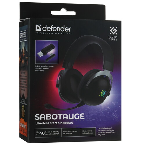Купить Беспроводные/проводные наушники Defender Sabotauge черный 2025  5616166. Характеристики, отзывы и цены в Донецке