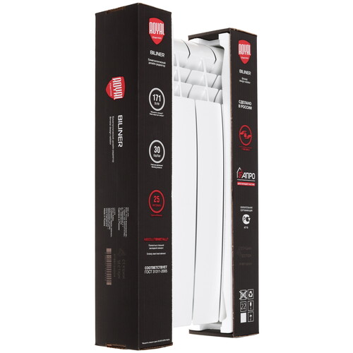 Купить Радиатор биметаллический Royal Thermo BiLiner BM 500/W/04 4 шт-секционный белый  4789585. Характеристики, отзывы и цены в Донецке