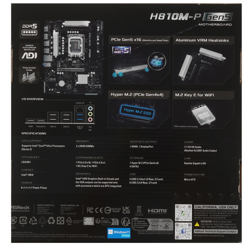 Купить Материнская плата ASRock H810M-P Gen5  5922672. Характеристики, отзывы и цены в Донецке