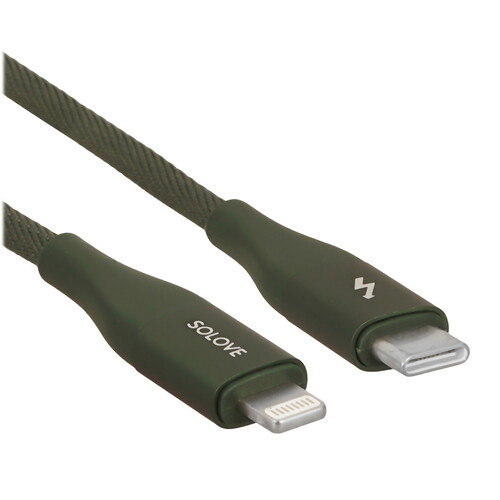 Купить Кабель круглый SOLOVE Lightning 8-pin - USB Type-C зеленый 1 м  5479981. Характеристики, отзывы и цены в Донецке