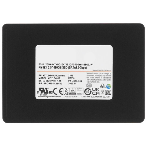 Купить 480 ГБ Серверный SSD Samsung PM893 [MZ7L3480HCHQ-00B7C]  5435764. Характеристики, отзывы и цены в Донецке
