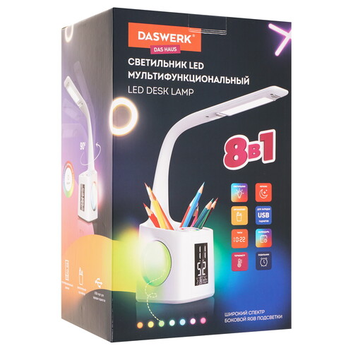 Купить Настольный светильник DASWERK 8 в 1 белый  9171562. Характеристики, отзывы и цены в Донецке