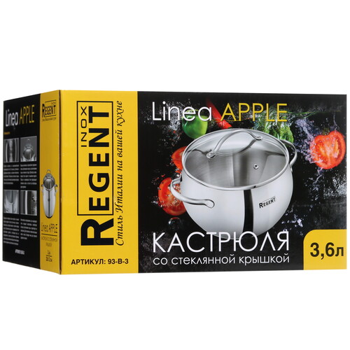 Купить Кастрюля Regent inox Apple B 93-B-3 3.6 л 20 см серебристый  5448464. Характеристики, отзывы и цены в Донецке