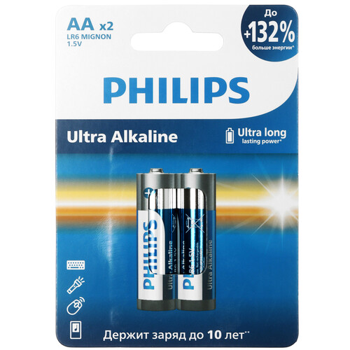 Купить Батарейка Philips LR6E2W/51 AA (LR6/ER14505/FR6/R6P)  9156203. Характеристики, отзывы и цены в Донецке