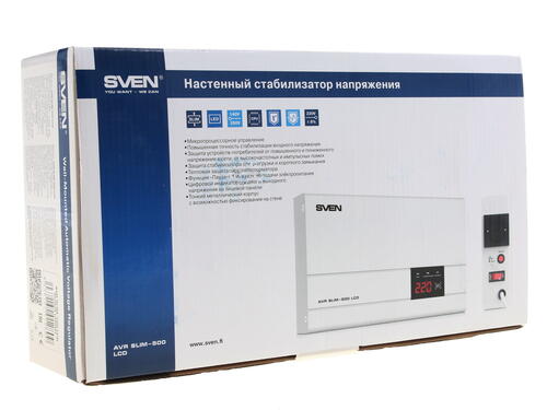 Купить Стабилизатор напряжения SVEN AVR SLIM 500  7900139. Характеристики, отзывы и цены в Донецке