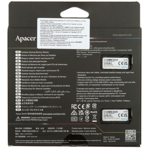 Купить Оперативная память Apacer NOX RGB [AH4U32G36C252NBAA-2] 32 ГБ  5457094. Характеристики, отзывы и цены в Донецке