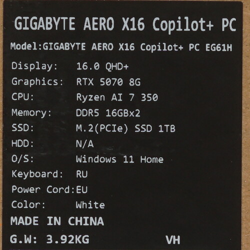 Купить 16" Ноутбук GIGABYTE AERO X16 1WH белый  9271725. Характеристики, отзывы и цены в Донецке