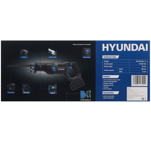 Купить Сабельная пила Hyundai HD18B-30RS.9 18V One for All  , Без ЗУ, Без АКБ  5467674. Характеристики, отзывы и цены в Донецке