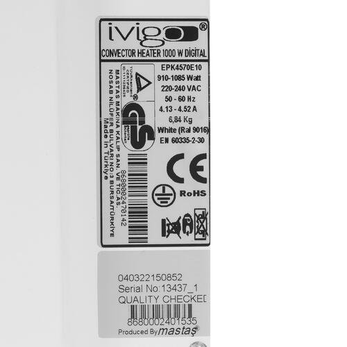 Купить Конвектор iVigo EPK4570E10  9935431. Характеристики, отзывы и цены в Донецке
