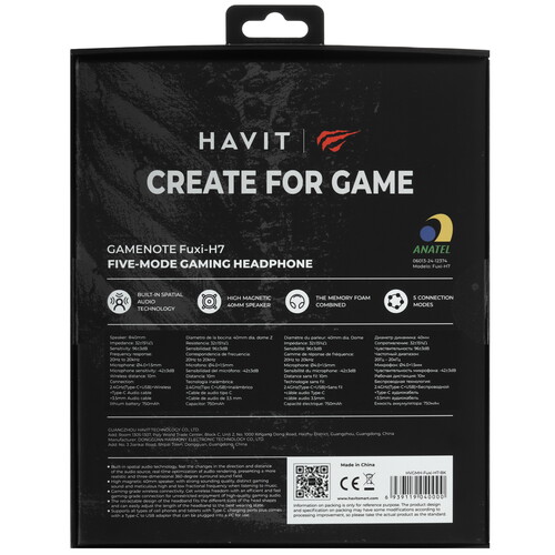 Купить Беспроводные/проводные наушники HAVIT FUXI-H7 черный 2025  9271078. Характеристики, отзывы и цены в Донецке