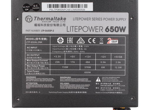 Купить Блок питания Thermaltake Litepower 650W  1065861. Характеристики, отзывы и цены в Донецке