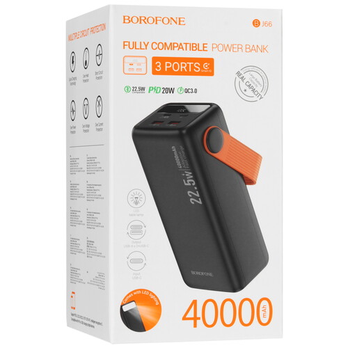 Купить Портативный аккумулятор Borofone BJ66 Magnifico черный  5603887. Характеристики, отзывы и цены в Донецке