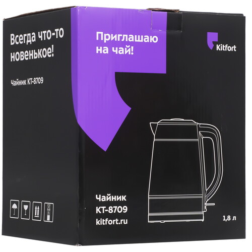 Купить Электрочайник Kitfort КТ-8709 серебристый  9269917. Характеристики, отзывы и цены в Донецке