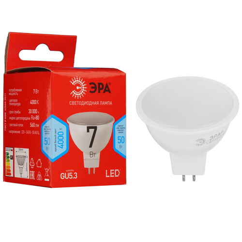 Купить Лампа светодиодная ЭРА LED MR16-7W-840-GU5.3 R  5417792. Характеристики, отзывы и цены в Донецке