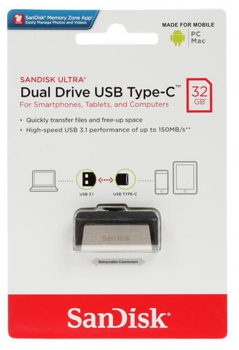 Купить Память OTG USB Flash 32 ГБ SanDisk Ultra Dual [SDDDC2-032G-G46]  1117176. Характеристики, отзывы и цены в Донецке