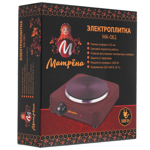 Купить Плита компактная электрическая Матрёна МА-061 коричневый  8199736. Характеристики, отзывы и цены в Донецке