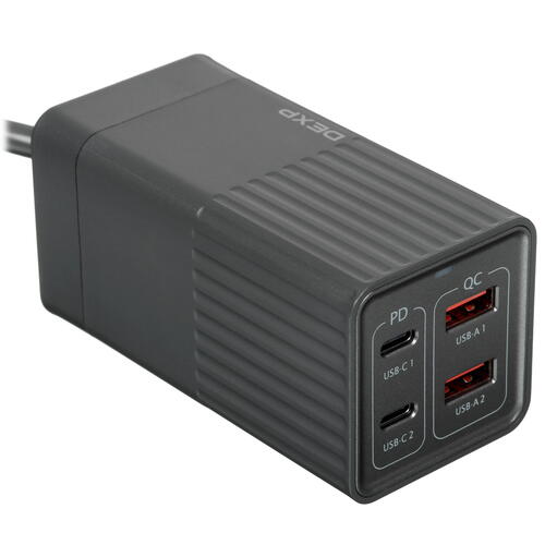 Купить Сетевое зарядное устройство DEXP GaN IET25CD серый  5421644. Характеристики, отзывы и цены в Донецке
