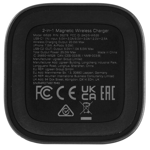 Купить Беспроводное зарядное устройство Ugreen W526 серый  9179143. Характеристики, отзывы и цены в Донецке