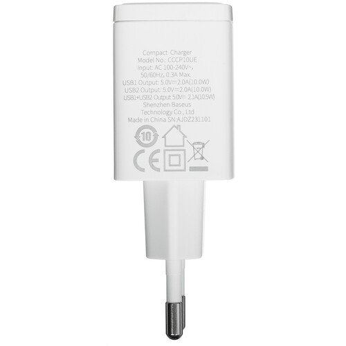 Купить Сетевое зарядное устройство Baseus Compact 2U белый  5495772. Характеристики, отзывы и цены в Донецке