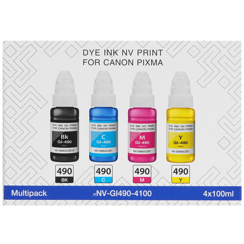 Купить Чернила  NV-Print GI-490 голубой, желтый, пурпурный, черный  9208051. Характеристики, отзывы и цены в Донецке