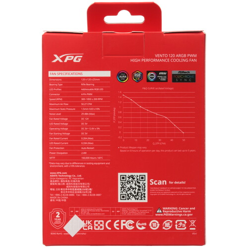 Купить Комплект вентиляторов ADATA XPG VENTO 120 ARGB PWM  5610698. Характеристики, отзывы и цены в Донецке