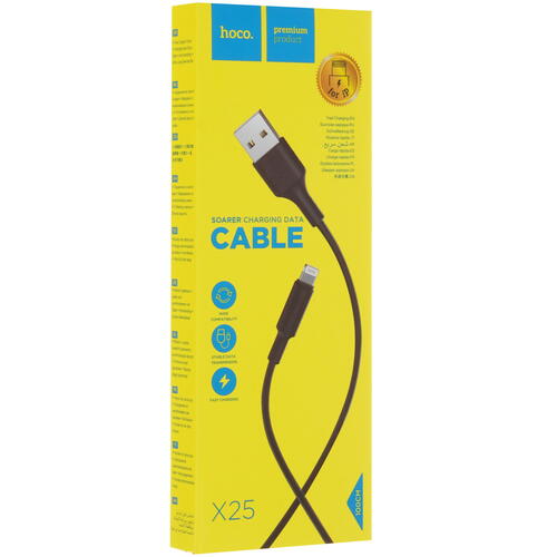 Купить Кабель круглый Hoco Lightning 8-pin - USB 2.0 Type-A черный 1 м  5452393. Характеристики, отзывы и цены в Донецке