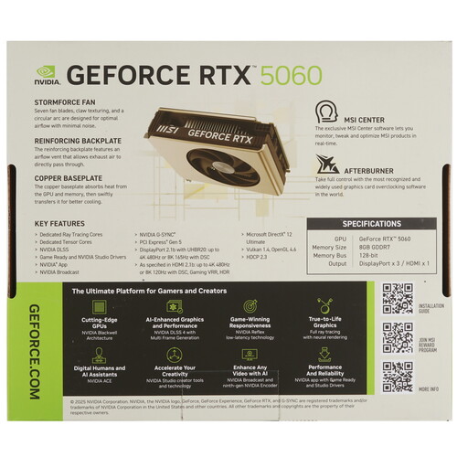Купить Видеокарта MSI GeForce RTX 5060 INSPIRE ITX OC  5630455. Характеристики, отзывы и цены в Донецке